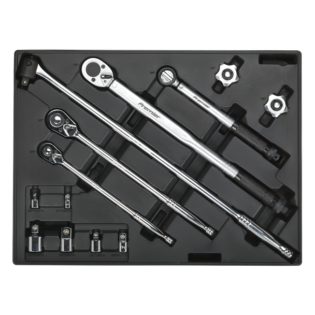 Premier Ratchet, Torque Wrench, Breaker Bar & Socket Adaptor Set with Tool Tray 13pc - TBT32