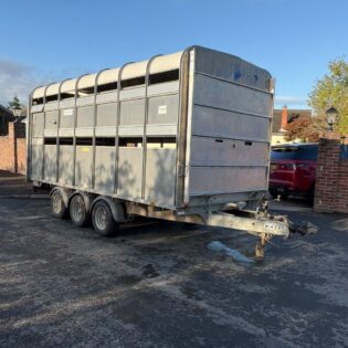Second Hand 2014 Ifor Williams DP120 14’ Tri Axle livestock Trailer complete with Sheep Decks